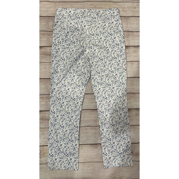 Mario Serrani Italy Blue White Floral Slim Fit Pants  Tummy Control Ankle Small - Picture 3 of 6